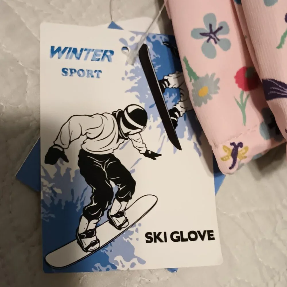 NEW TopAcsy Kids Ski Glove Waterproof Warm Winter Snow Mittens Pink XXXS